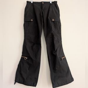 Vintage Black Y2K Skater Cargo Pants Size 7/8 Stretch Cotton